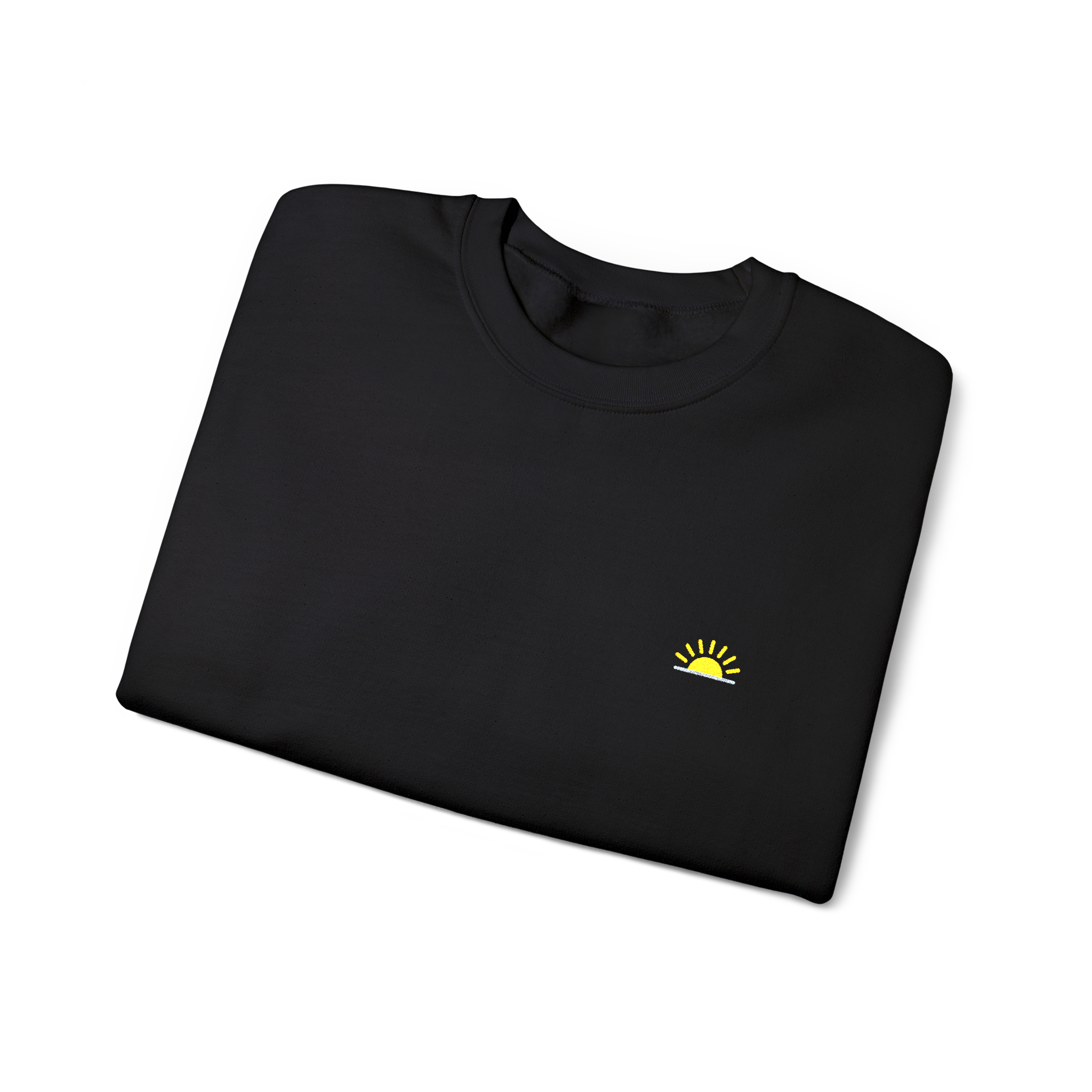 Sunshine Sweatshirt – Schwarz, Crewneck mit Stick