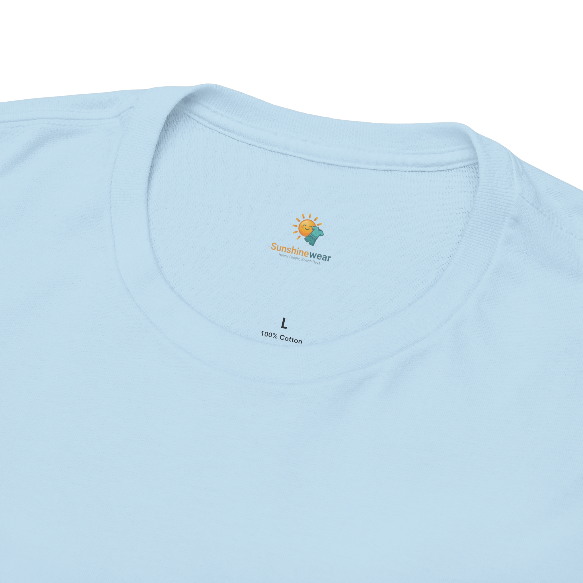 Sunshine-Shirt Hellblau – Nahaufnahme Ripp-Kragen