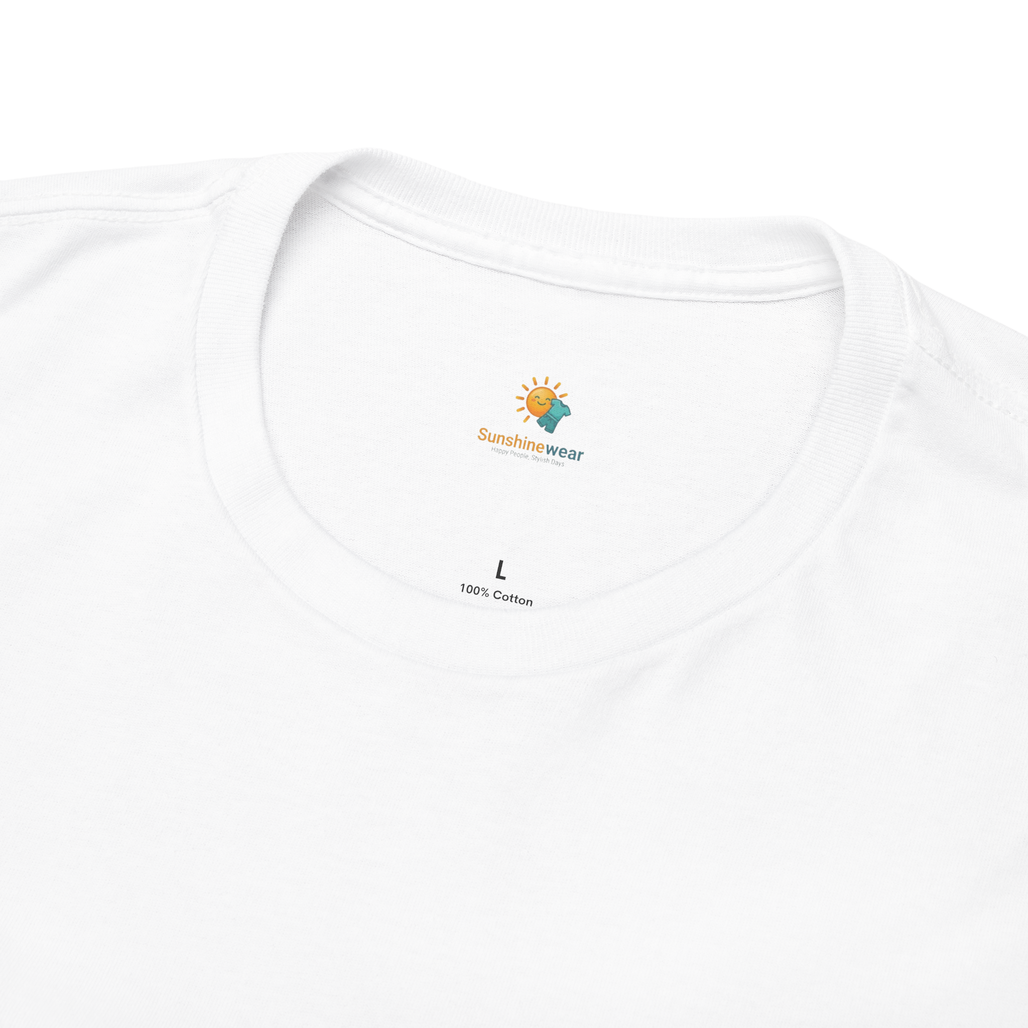 Sunshine-Shirt Weiß – Nahaufnahme Ripp-Kragen