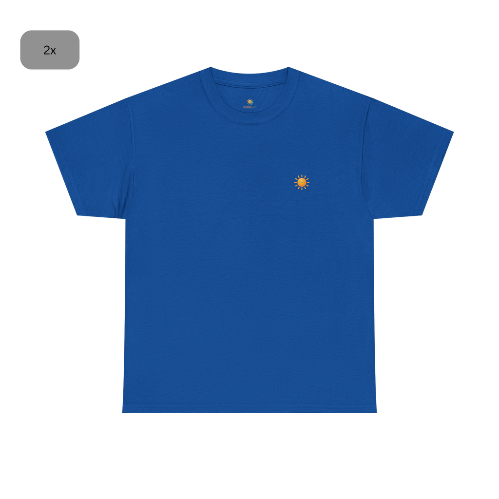 Sunshine-Shirt Dunkelblau Doppelpack – Frontalansicht mit Sonnenlogo