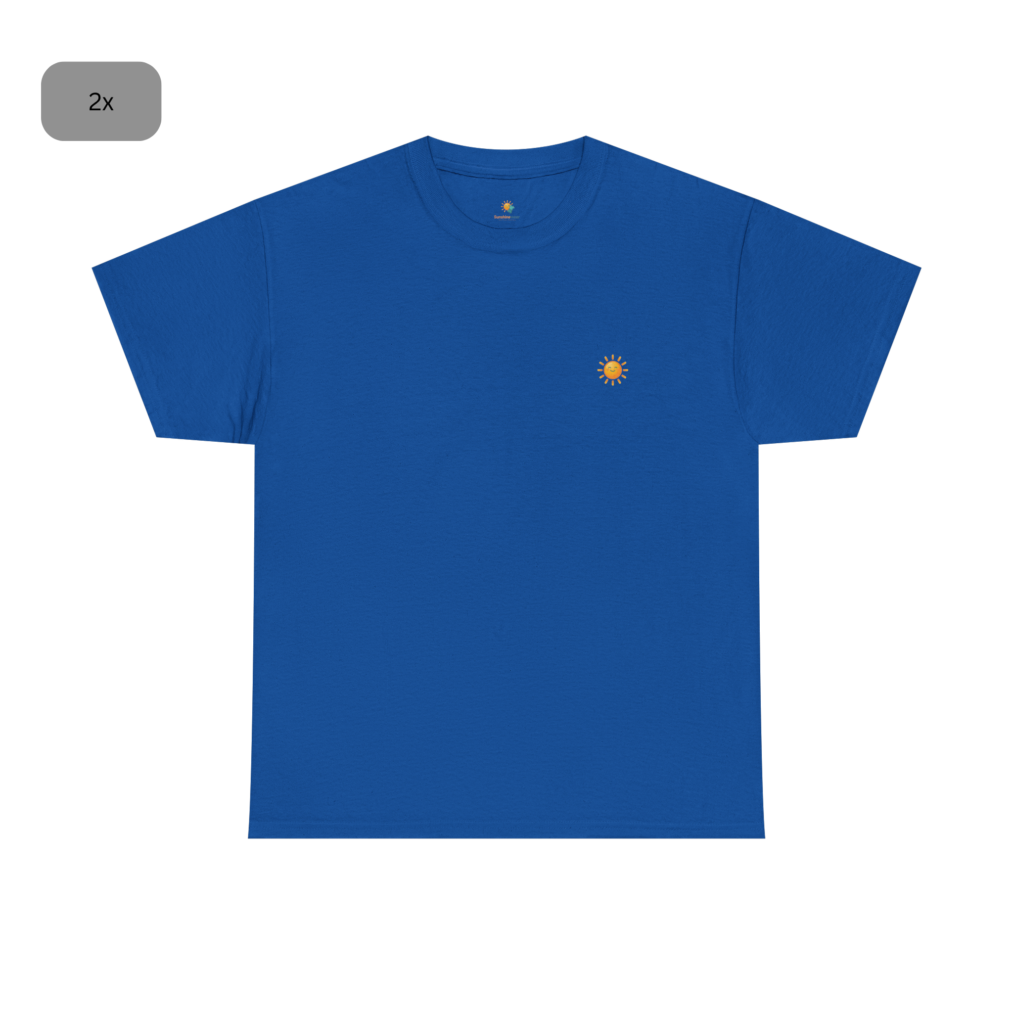 Sunshine-Shirt Dunkelblau Doppelpack – Frontalansicht mit Sonnenlogo