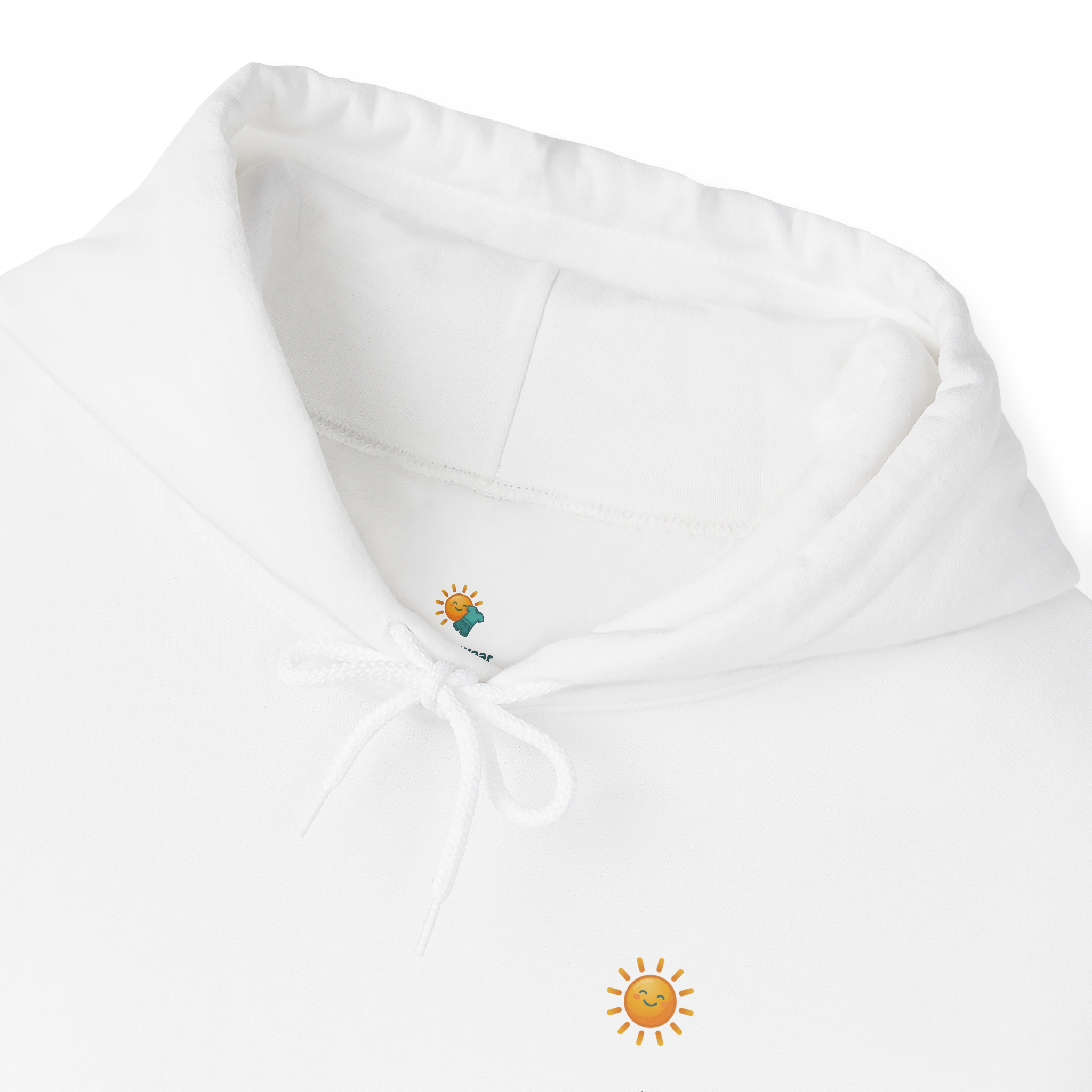 Sunshine-Hoodie Weiß – Nahaufnahme Brust-Stickerei
